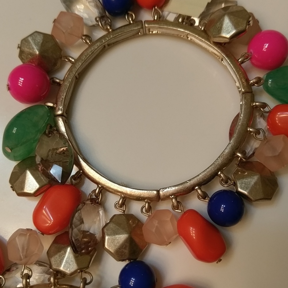 Set of two Boho bracelets gold multi color NEW - Picture 4 of 7